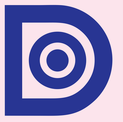 Blocky Letter D Compass Mark #fce4ec/#283593