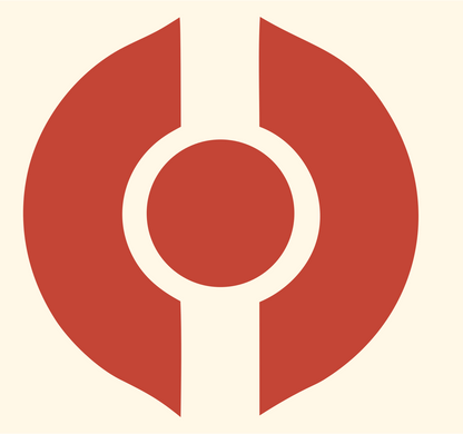 Blocky Orbit Pin Compass Mark #fff8e7/#c44536