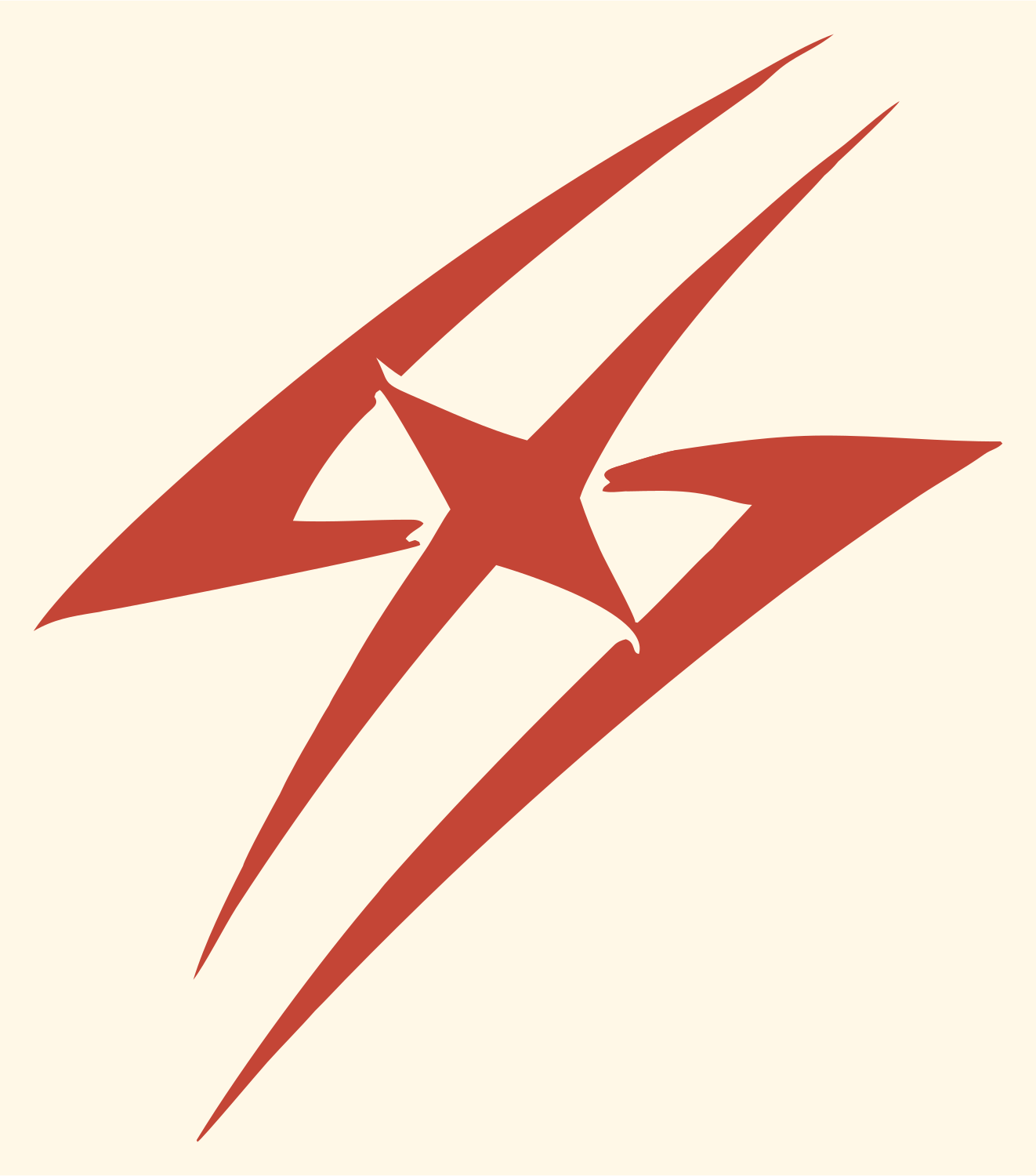 Sharp Star Compass Mark #fff8e7/#c44536