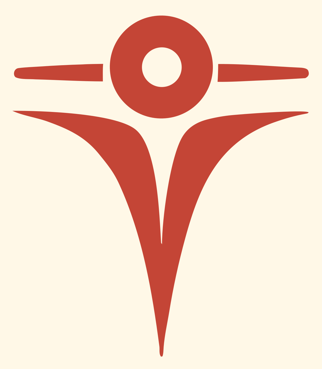 Human Figure Compass Mark #fff8e7/#c44536