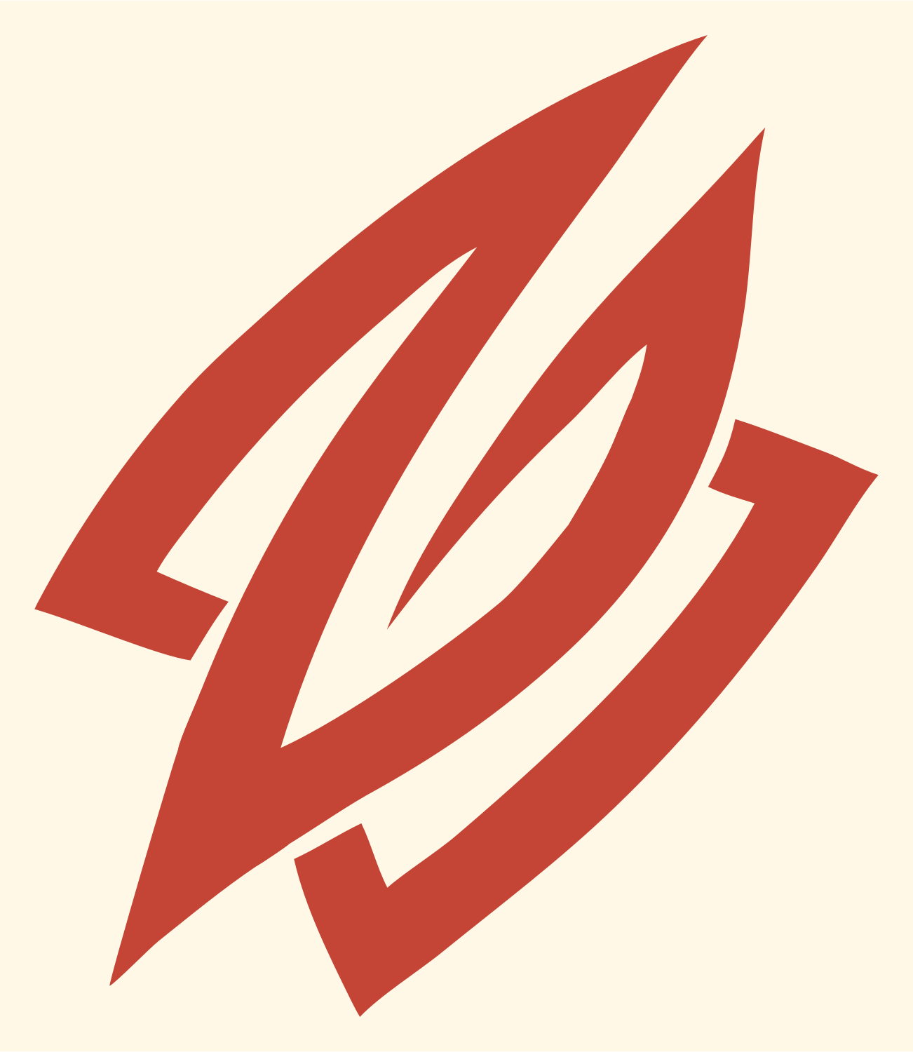 Bold Slash Compass Mark #fff8e7/#c44536