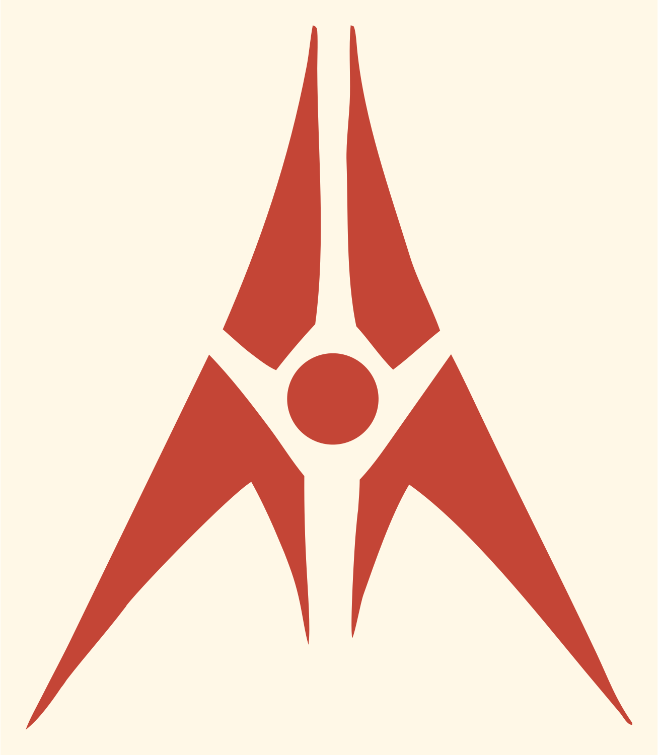 Sharp Spike Compass Mark #fff8e7/#c44536