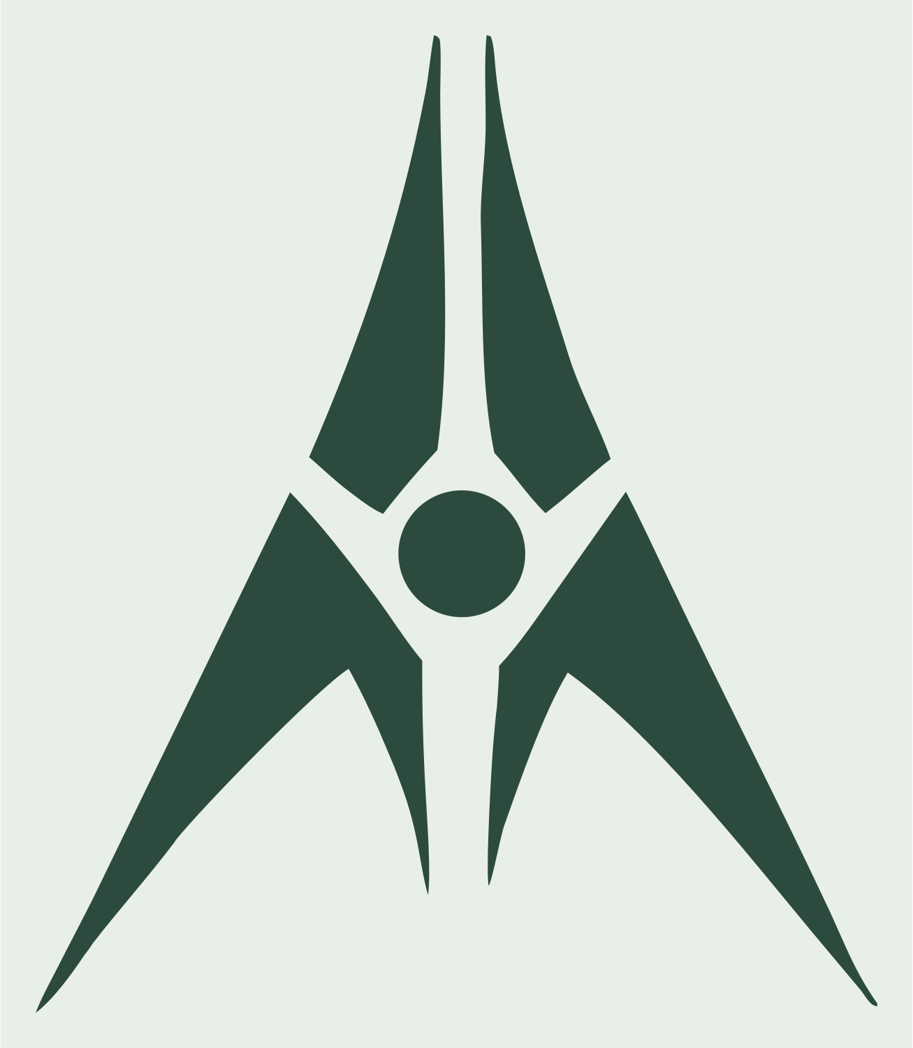 Sharp Spike Compass Mark #e8efe9/#2d4a3e