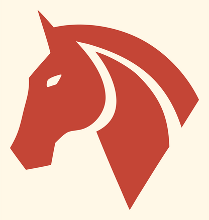 Bold Horse Head Crest #fff8e7/#c44536