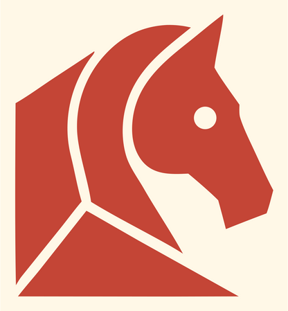 Geometric Horse Head Mark #fff8e7/#c44536