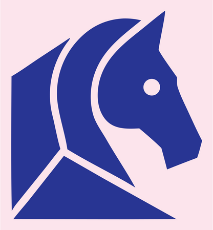 Geometric Horse Head Mark #fce4ec/#283593