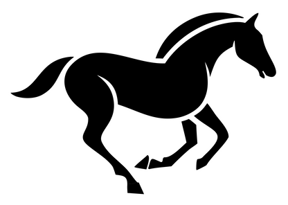 Galloping Horse Silhouette Mark #ffffff/#000000