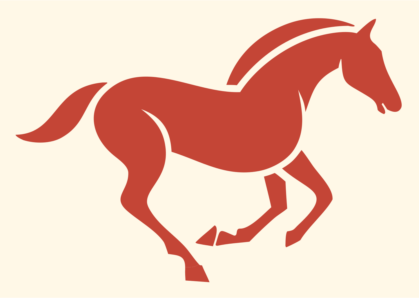 Galloping Horse Silhouette Mark #fff8e7/#c44536