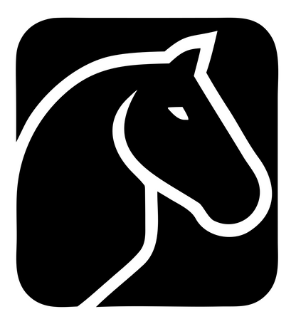 Horse Head Rounded Square Badge #ffffff/#000000