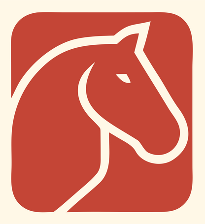 Horse Head Rounded Square Badge #fff8e7/#c44536