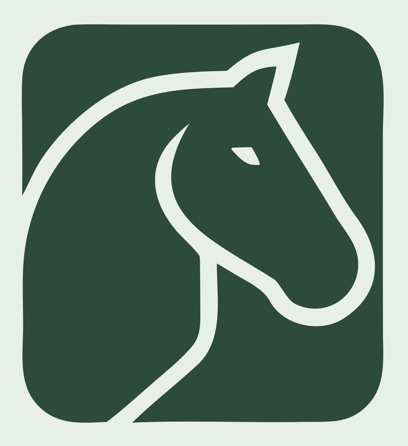 Horse Head Rounded Square Badge #e8efe9/#2d4a3e