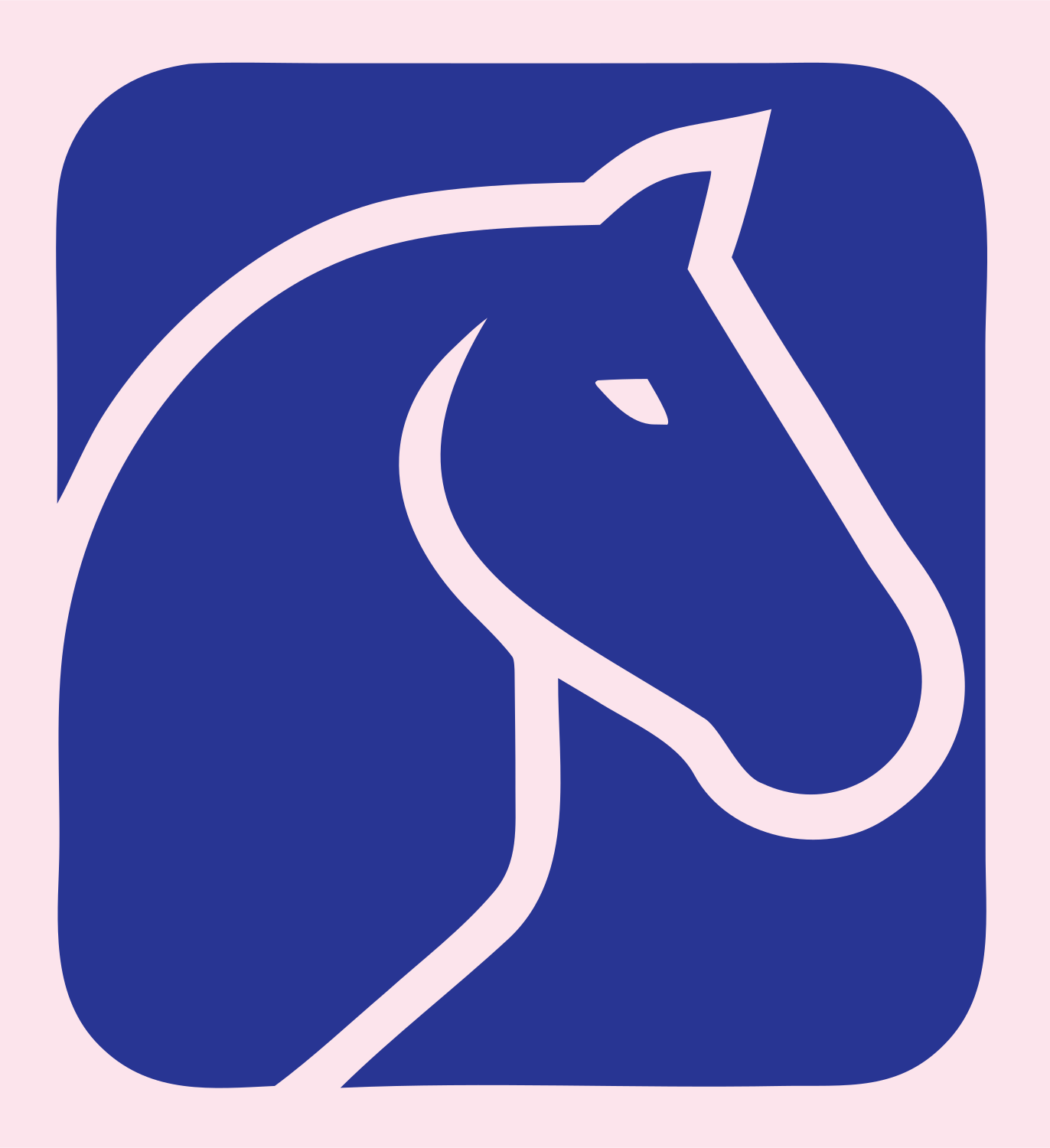 Horse Head Rounded Square Badge #fce4ec/#283593