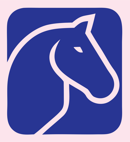Horse Head Rounded Square Badge #fce4ec/#283593