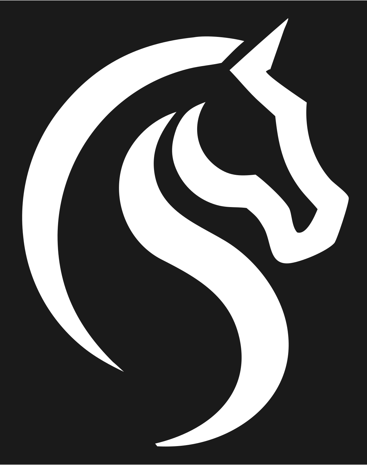 Monoline Horse S-Curve Mark #1a1a1a/#ffffff