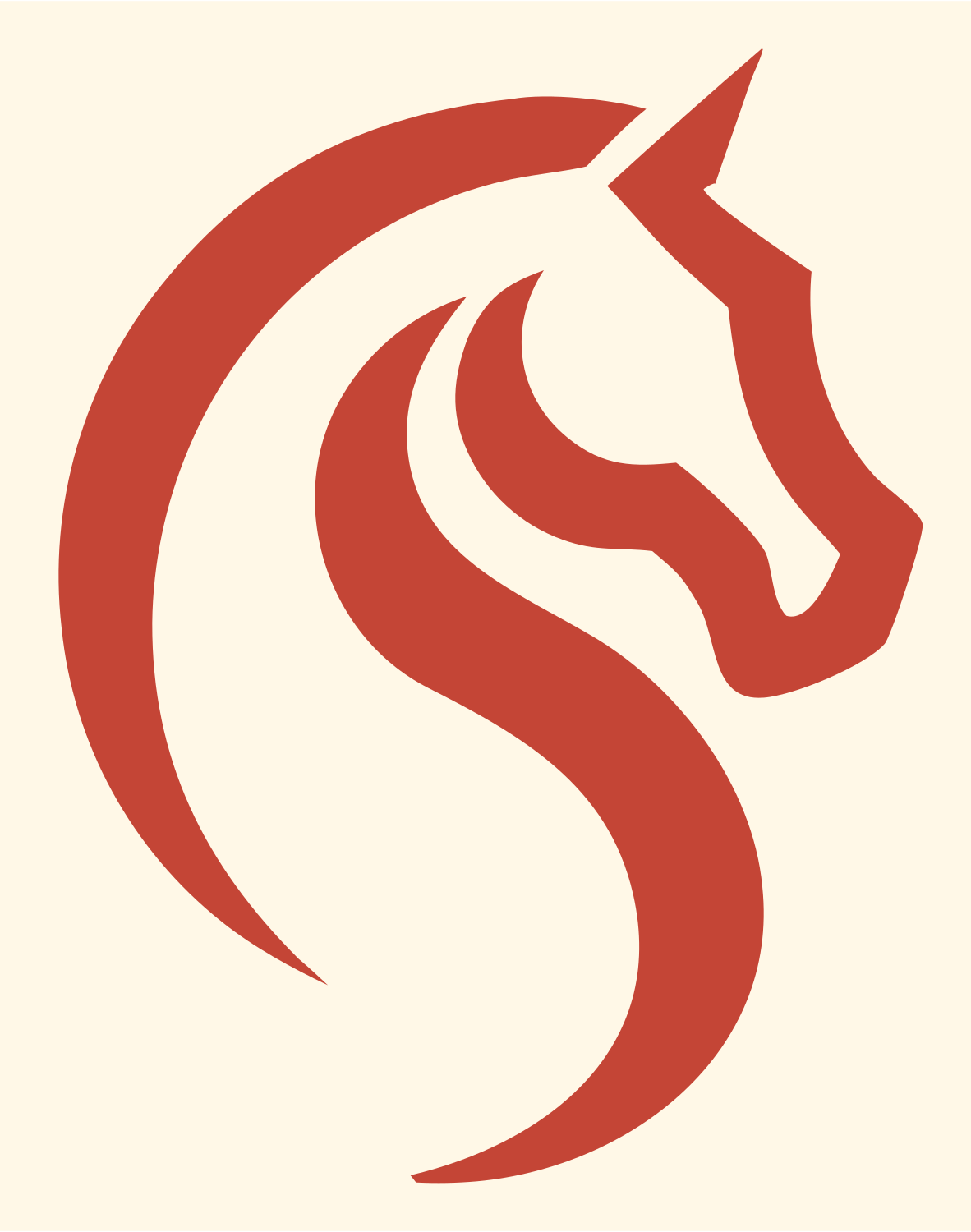 Monoline Horse S-Curve Mark #fff8e7/#c44536
