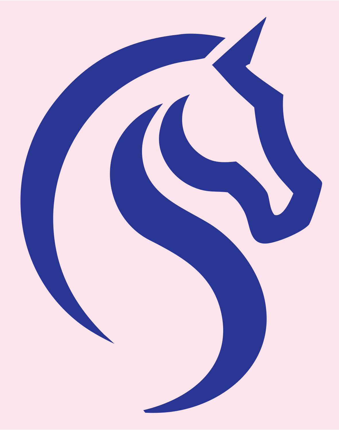 Monoline Horse S-Curve Mark #fce4ec/#283593