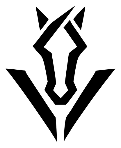 Angular Horse Head Emblem #ffffff/#000000