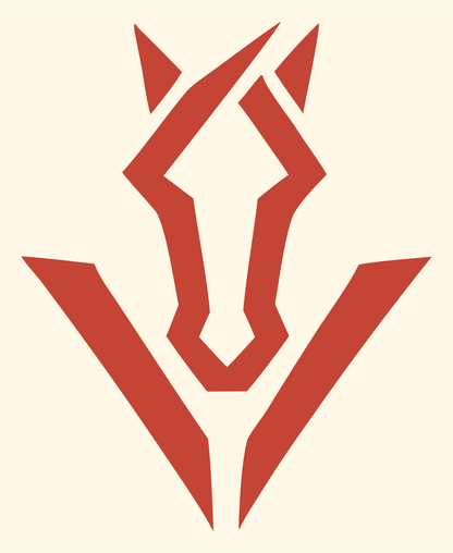 Angular Horse Head Emblem #fff8e7/#c44536