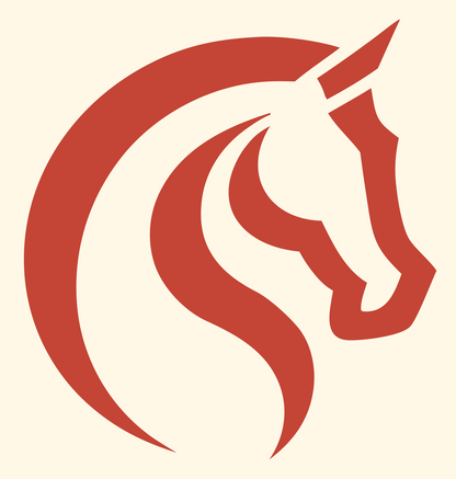 Unicorn Head Circular Mark #fff8e7/#c44536