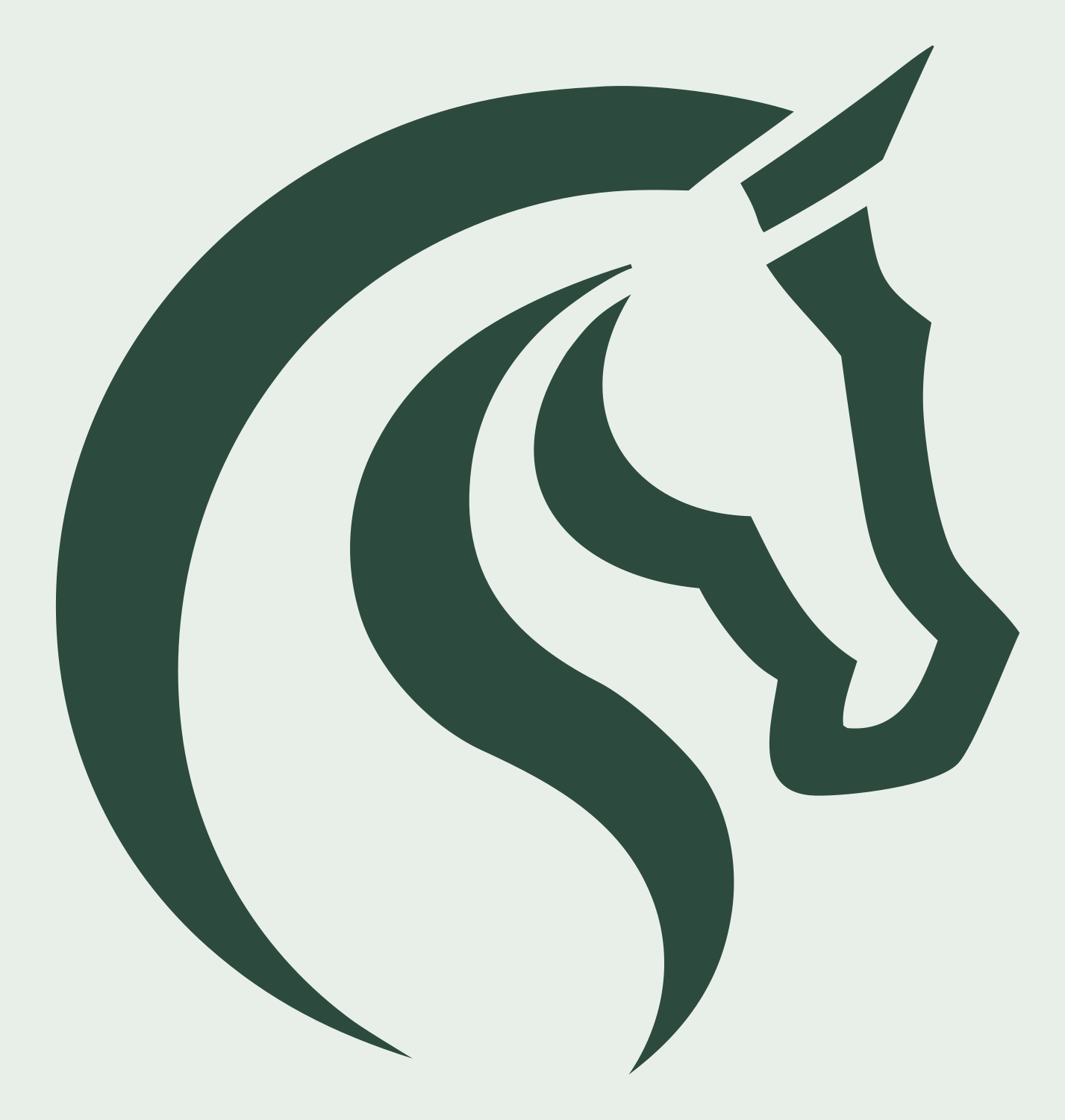 Unicorn Head Circular Mark #e8efe9/#2d4a3e
