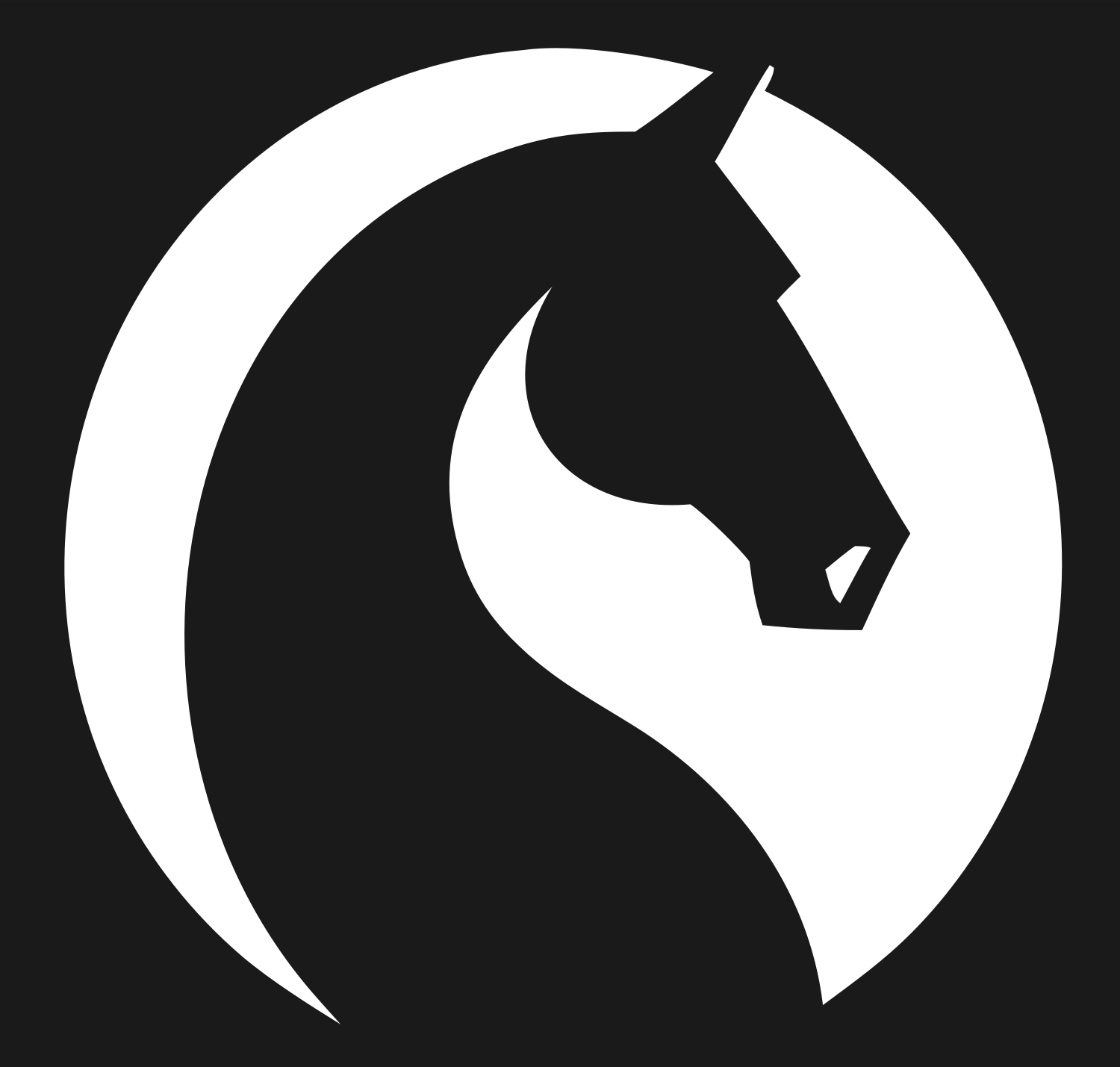 Negative Space Horse Profile Mark #1a1a1a/#ffffff