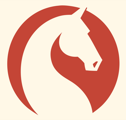Negative Space Horse Profile Mark #fff8e7/#c44536