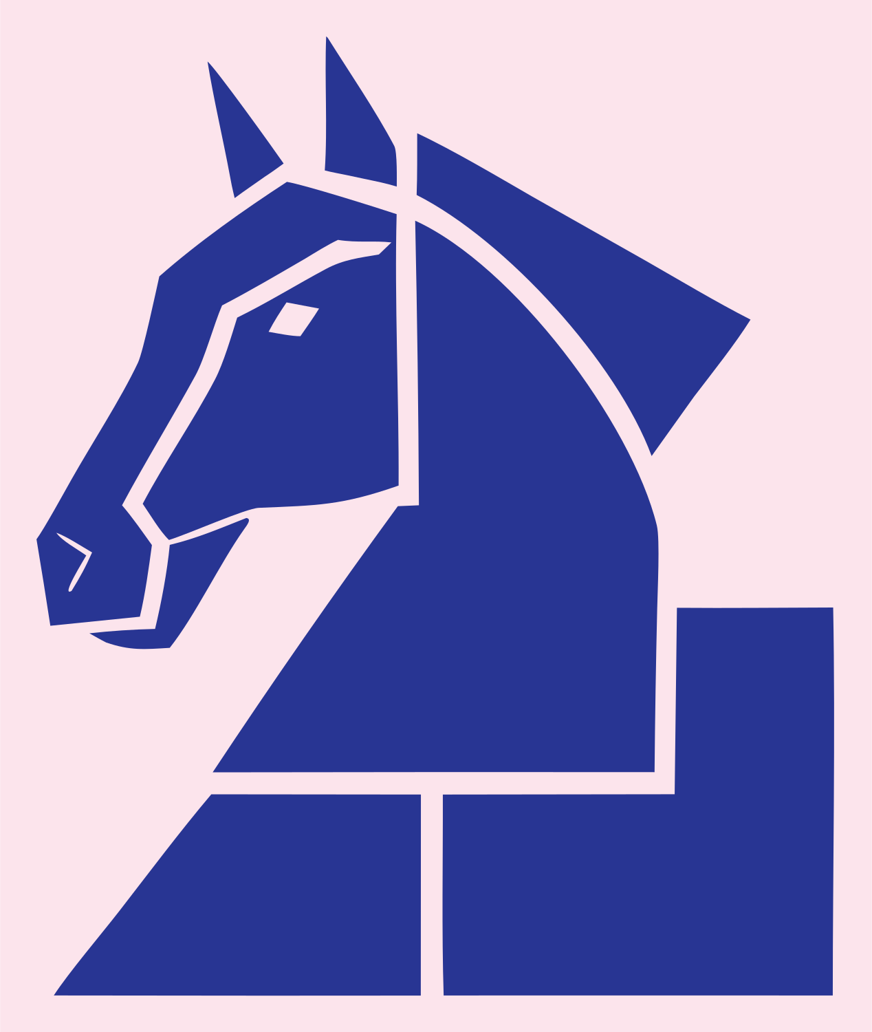 Heavy Horse Head Emblem #fce4ec/#283593
