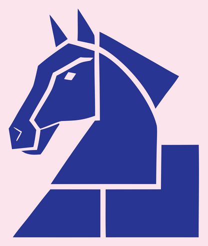 Heavy Horse Head Emblem #fce4ec/#283593