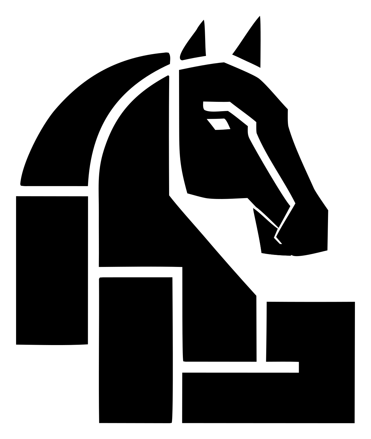 Geometric Horse Knight Icon #ffffff/#000000