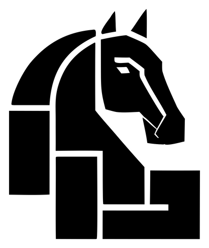 Geometric Horse Knight Icon #ffffff/#000000