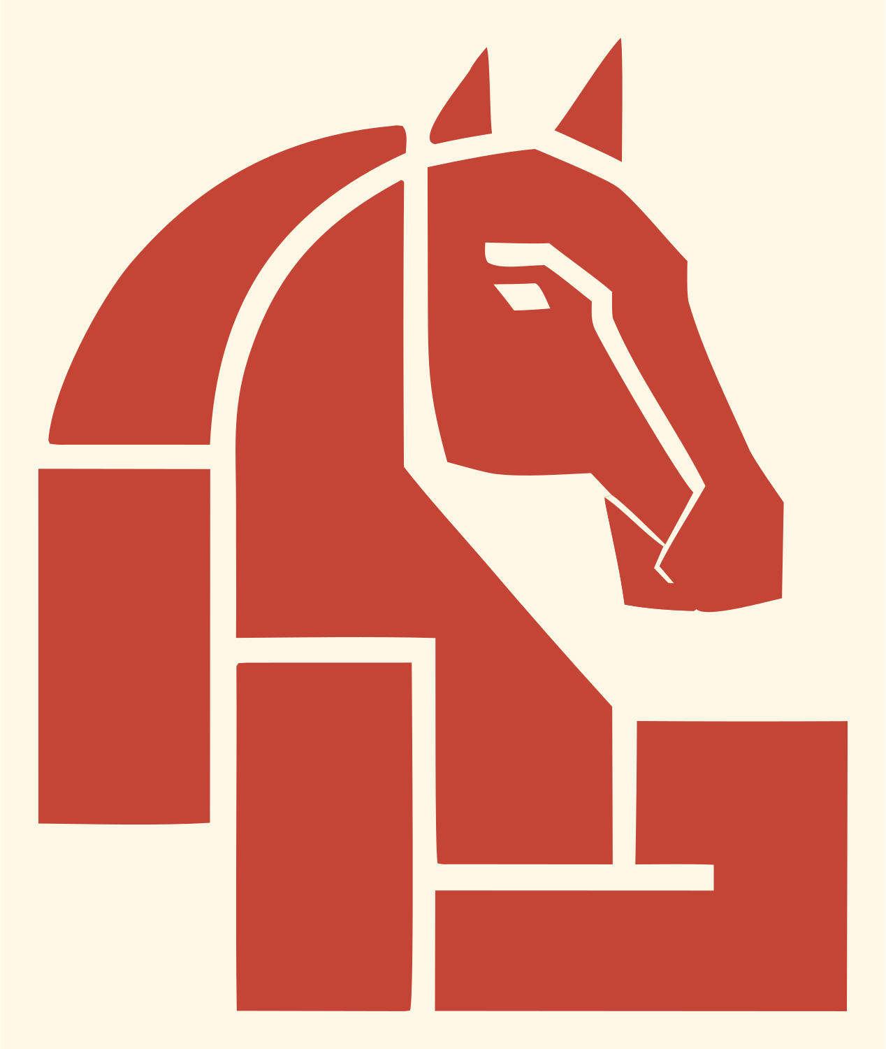Geometric Horse Knight Icon #fff8e7/#c44536