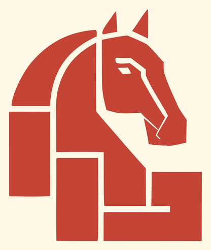 Geometric Horse Knight Icon #fff8e7/#c44536