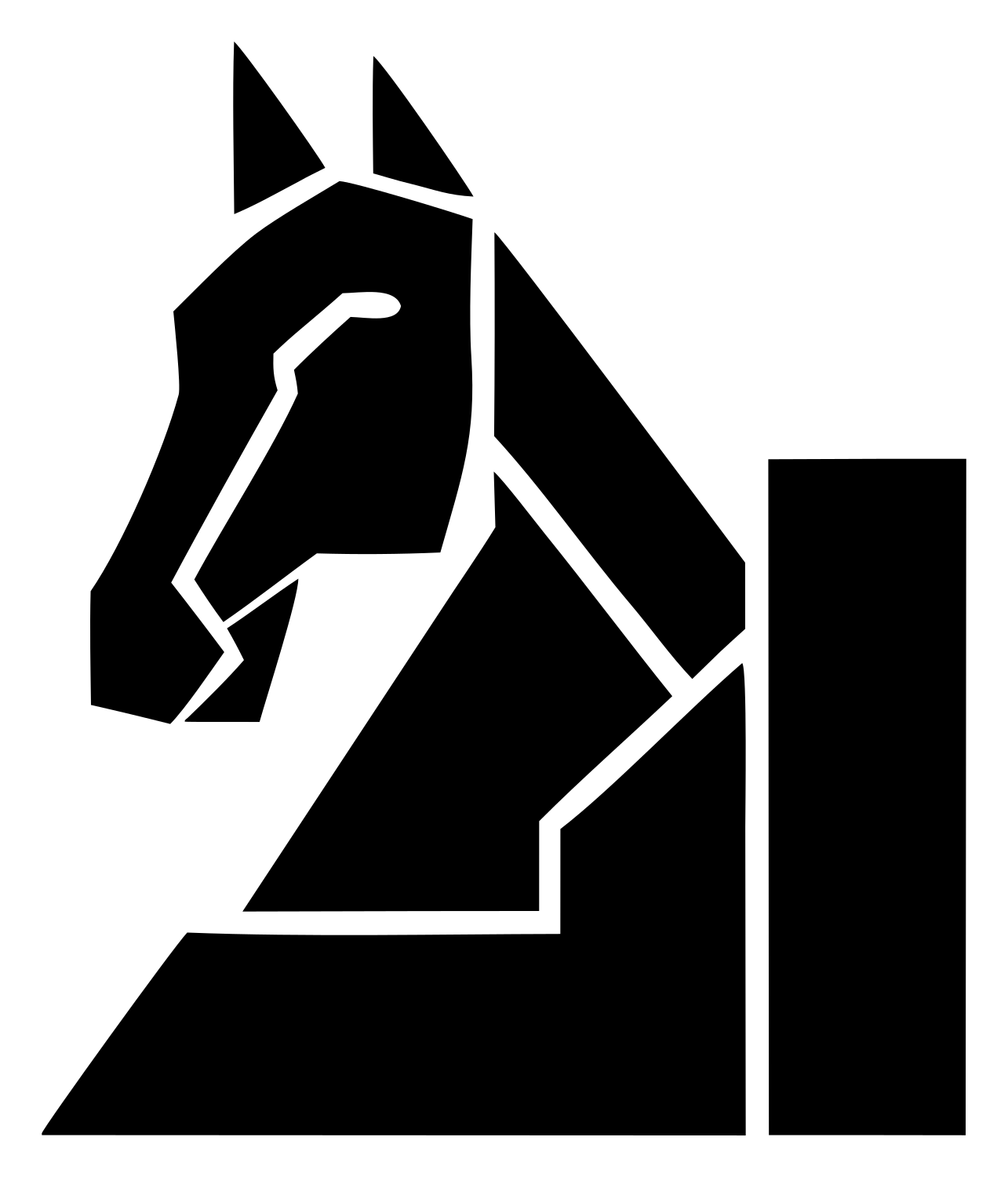 Geometric Horse Knight Icon #ffffff/#000000