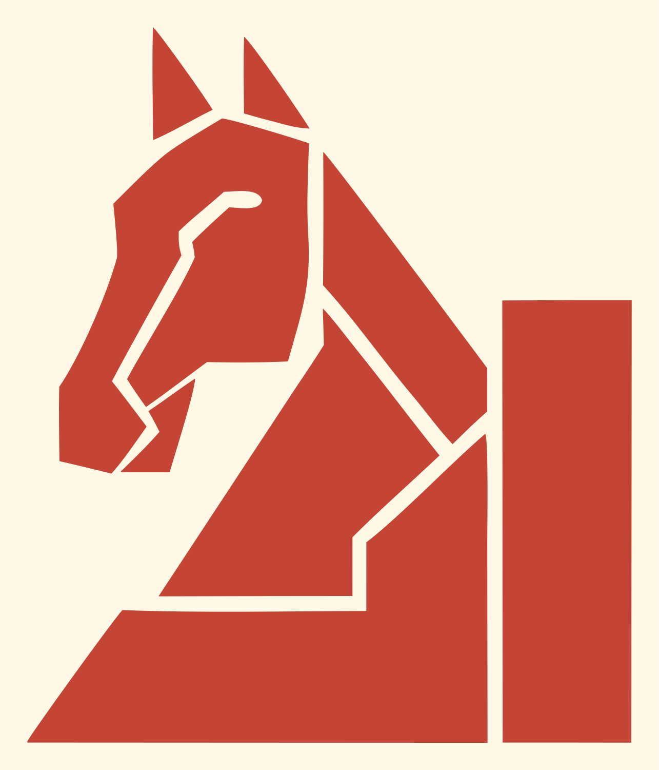 Geometric Horse Knight Icon #fff8e7/#c44536