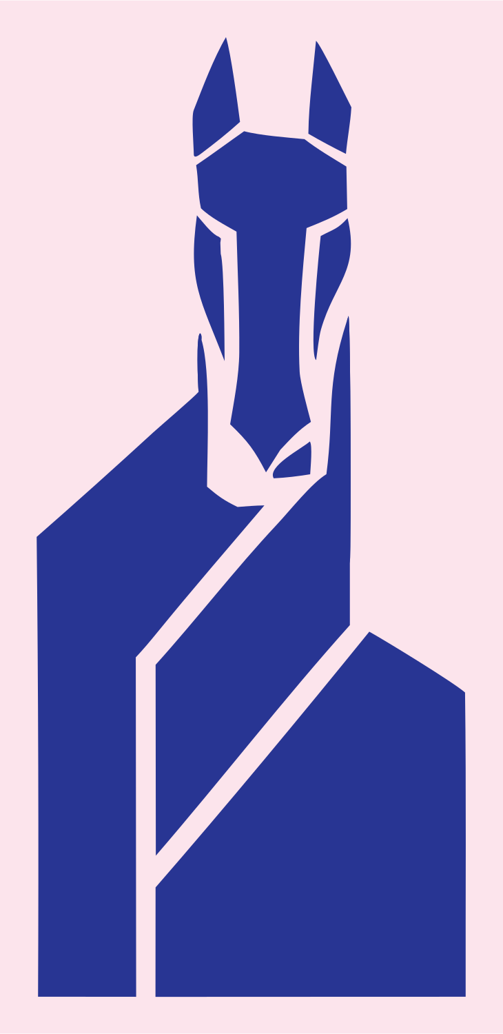 Heavy Horse Block Emblem #fce4ec/#283593