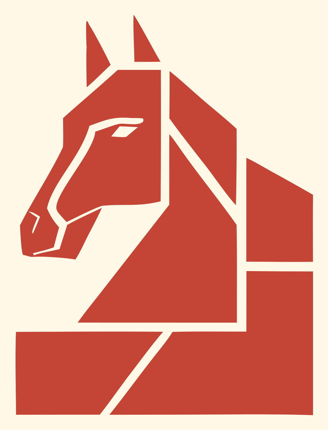 Blocky Horse Head Mark #fff8e7/#c44536