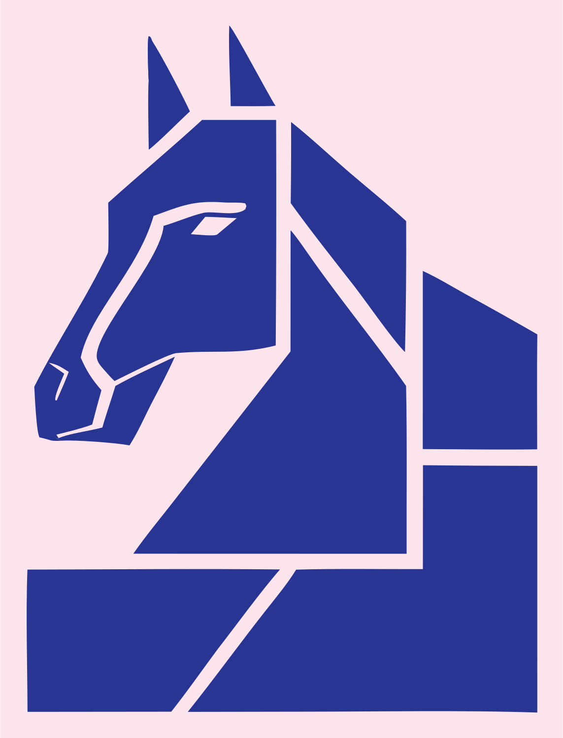 Blocky Horse Head Mark #fce4ec/#283593