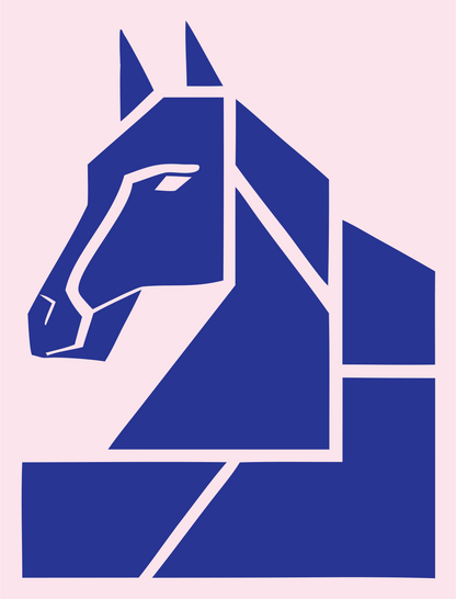 Blocky Horse Head Mark #fce4ec/#283593