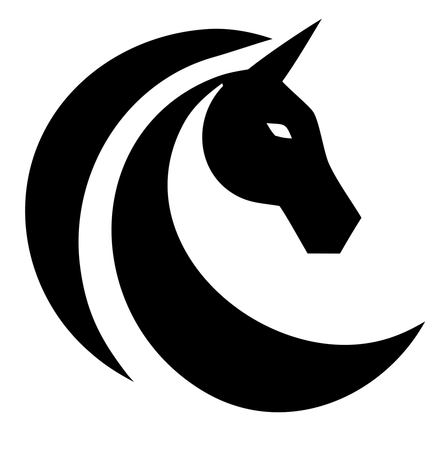 Unicorn Horn Horse Circle Mark #ffffff/#000000