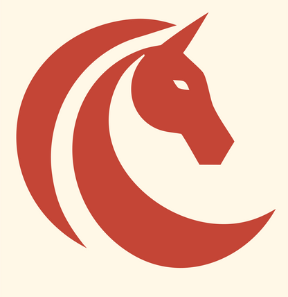 Unicorn Horn Horse Circle Mark #fff8e7/#c44536