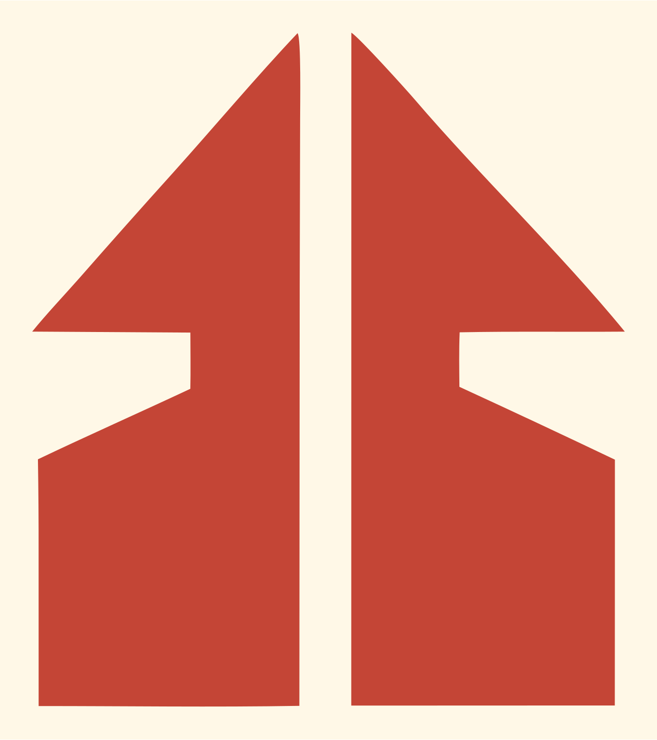 Split Arrow House Mark #fff8e7/#c44536