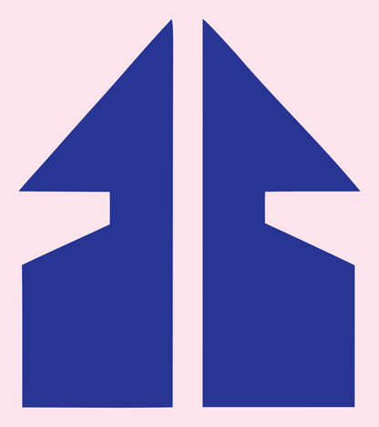 Split Arrow House Mark #fce4ec/#283593