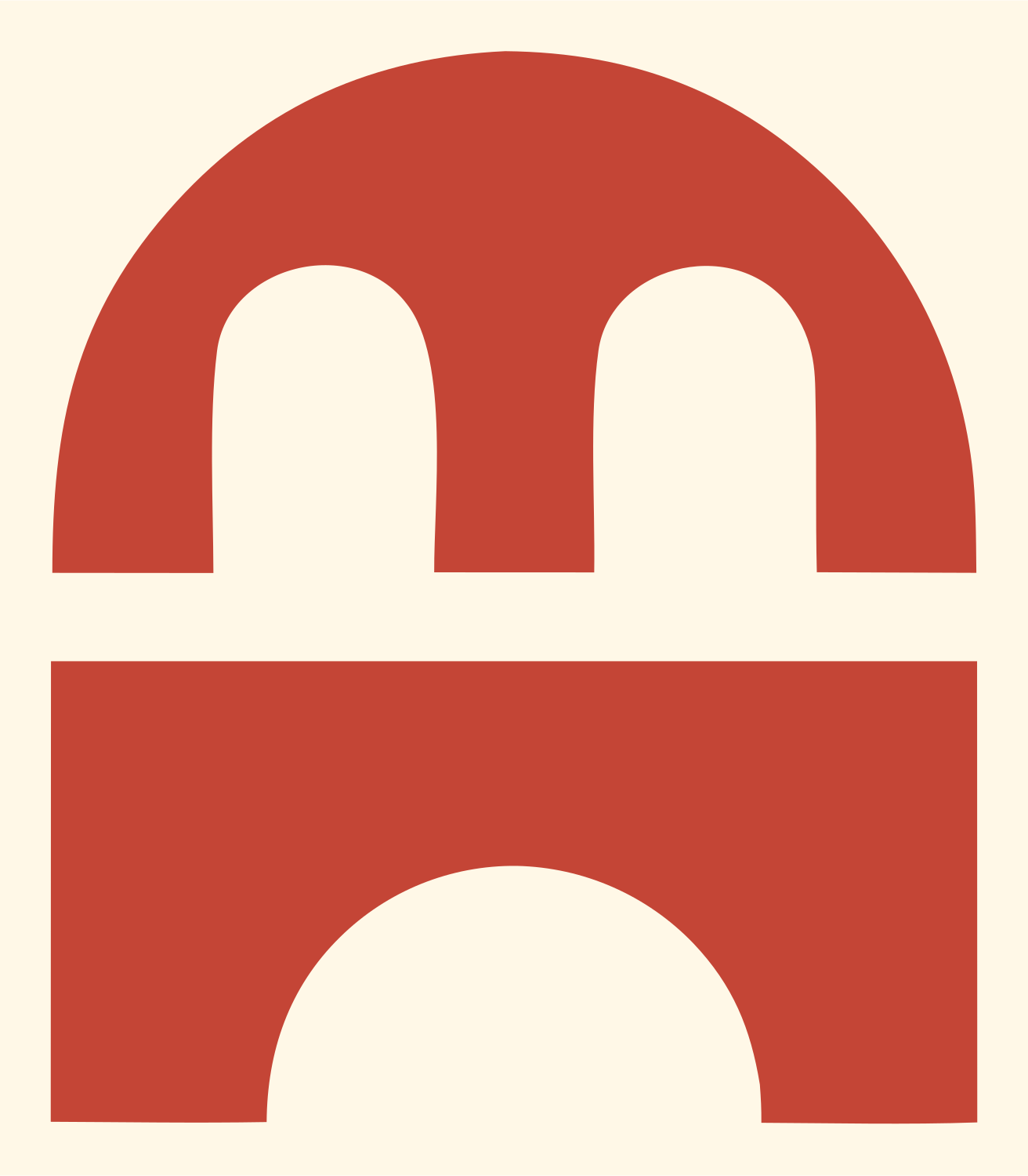 Bold Arch Bridge House Emblem #fff8e7/#c44536