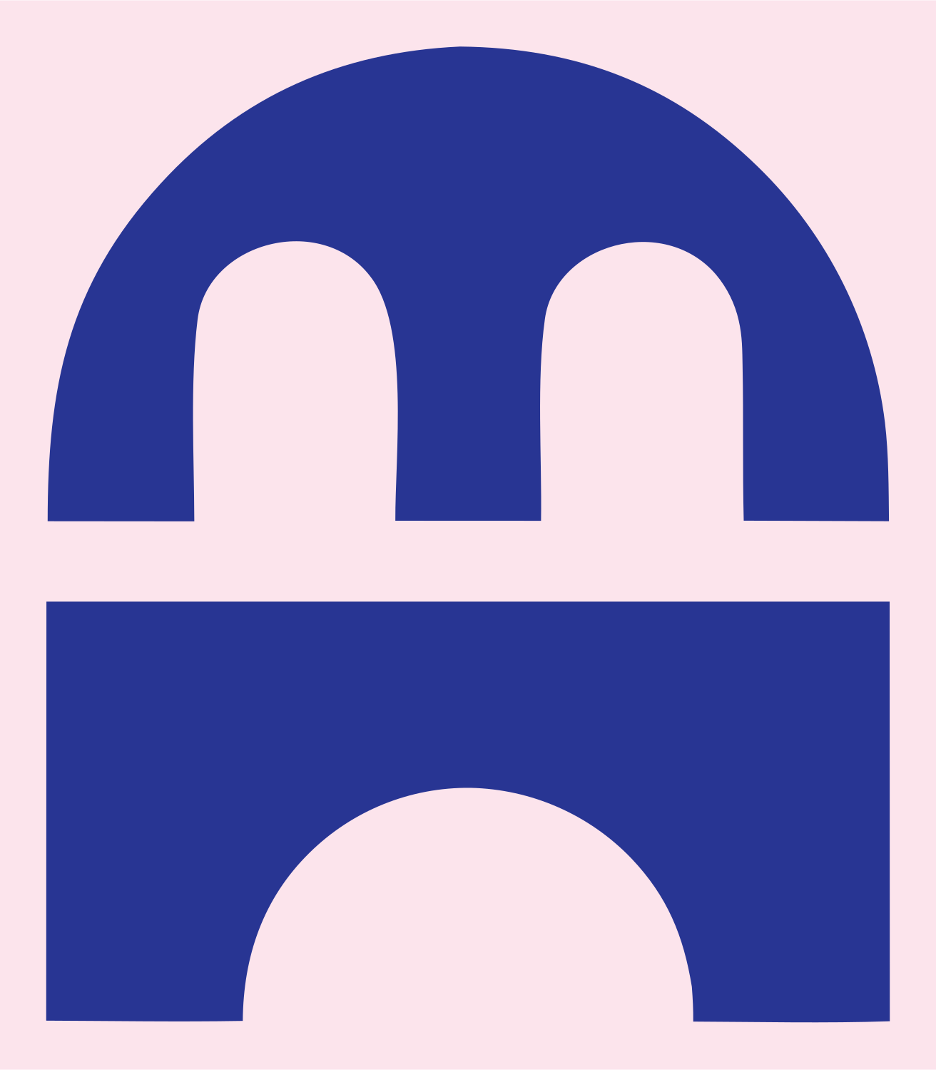Bold Arch Bridge House Emblem #fce4ec/#283593