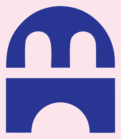 Bold Arch Bridge House Emblem #fce4ec/#283593