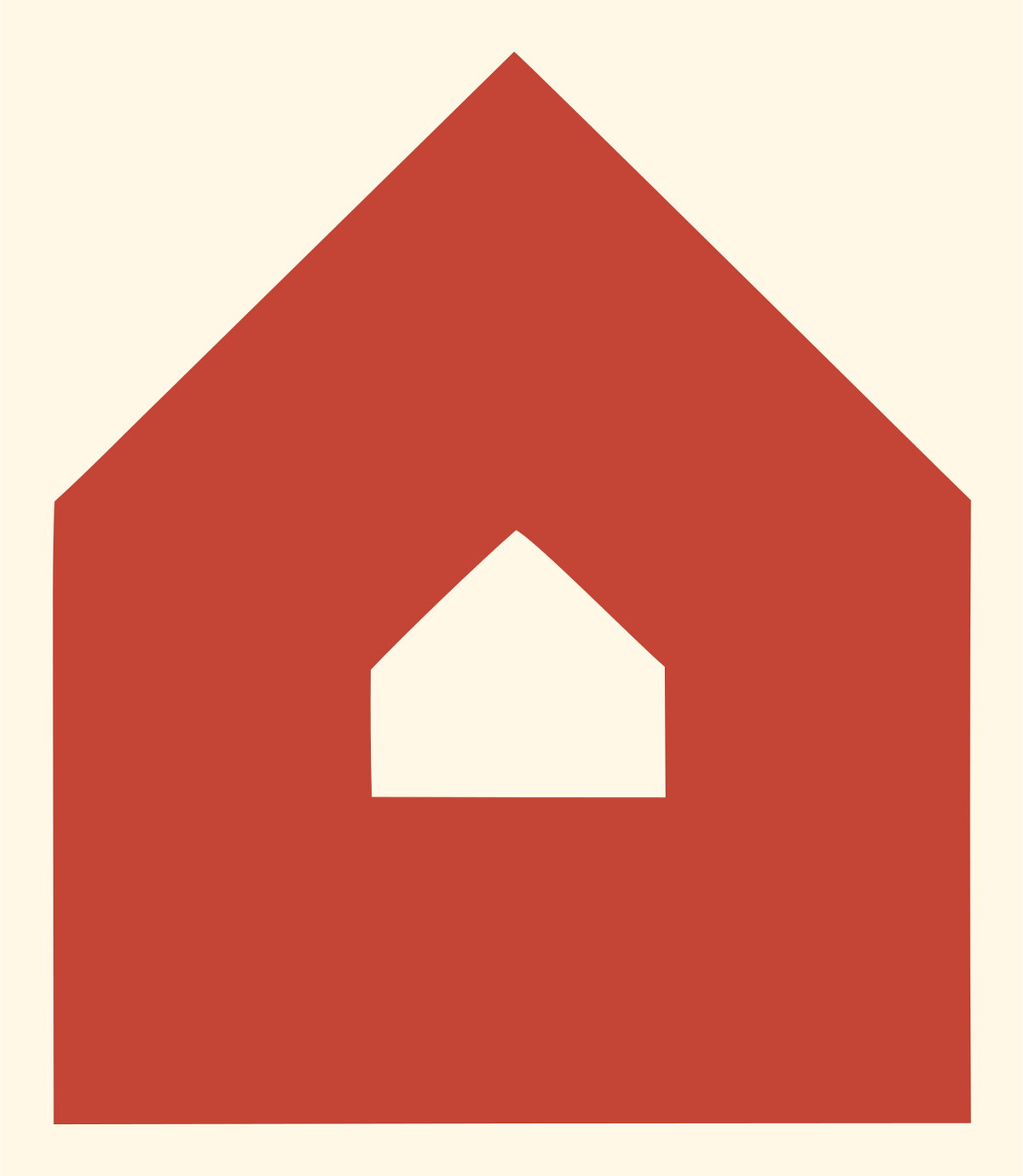 Negative Space House-in-House Icon #fff8e7/#c44536