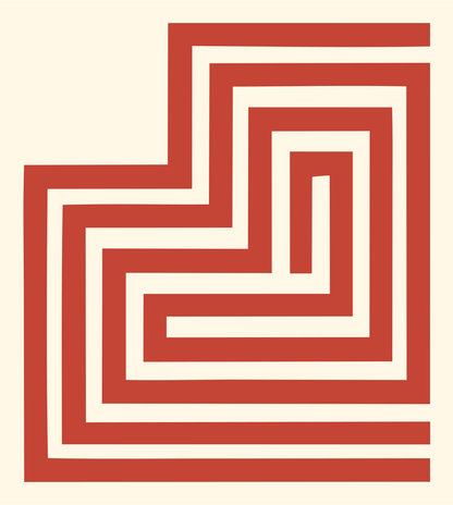 Geometric Stepped House Mark #fff8e7/#c44536
