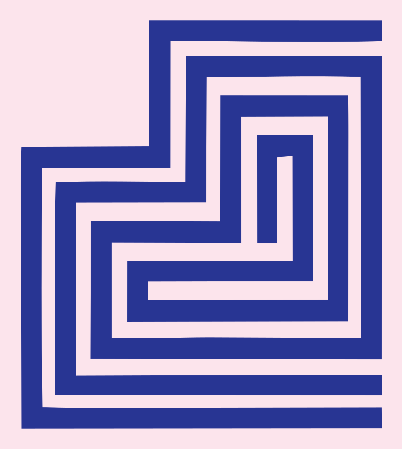 Geometric Stepped House Mark #fce4ec/#283593
