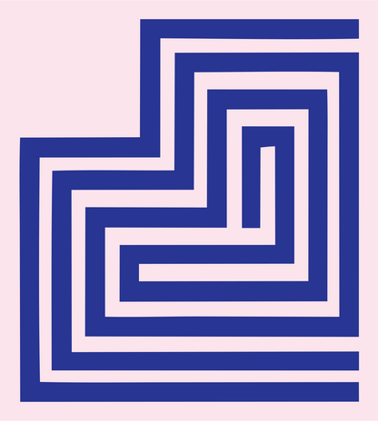 Geometric Stepped House Mark #fce4ec/#283593