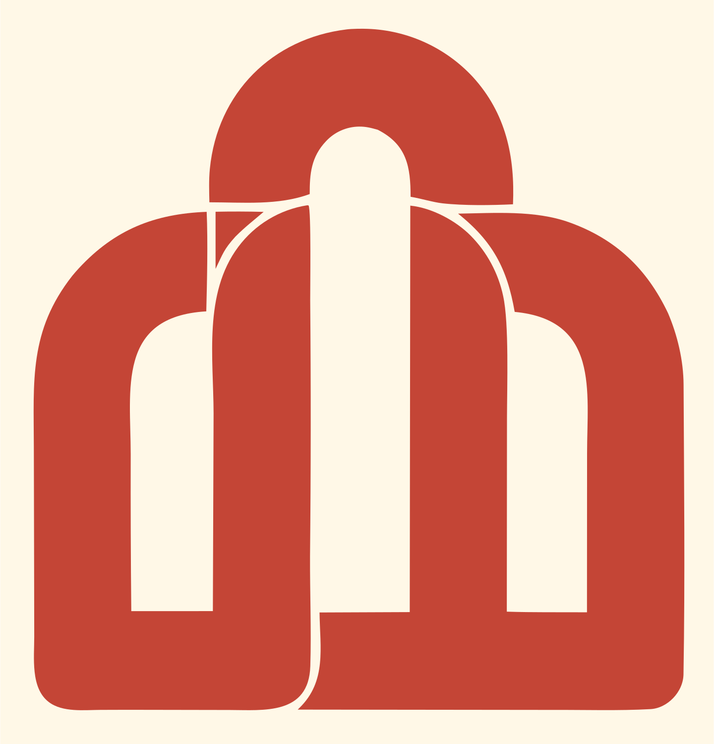 Triple Arch House Mark #fff8e7/#c44536